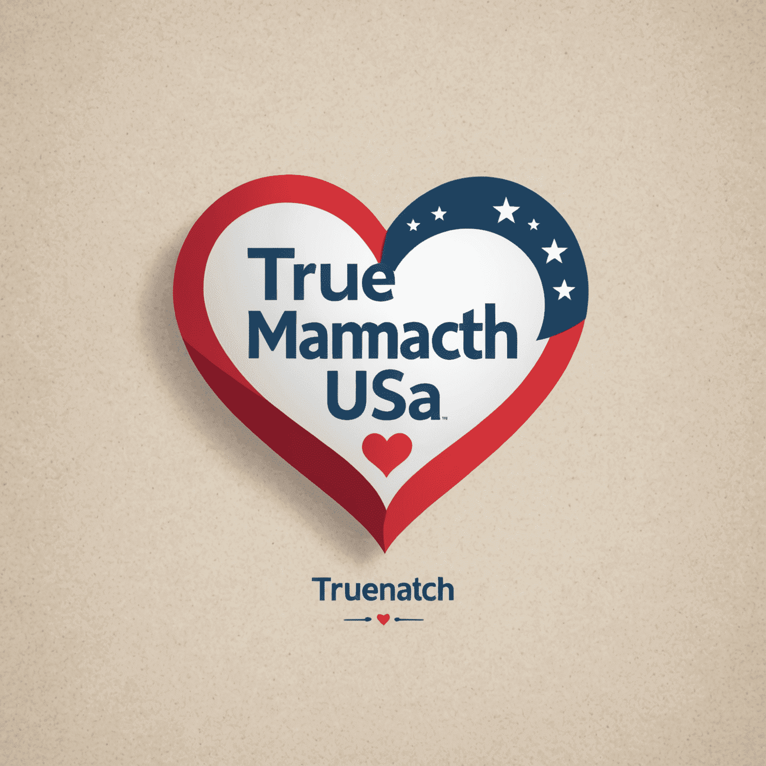 TrueMatch USA Logo - A stylized heart icon with the text 'TrueMatch USA' in an elegant, romantic font