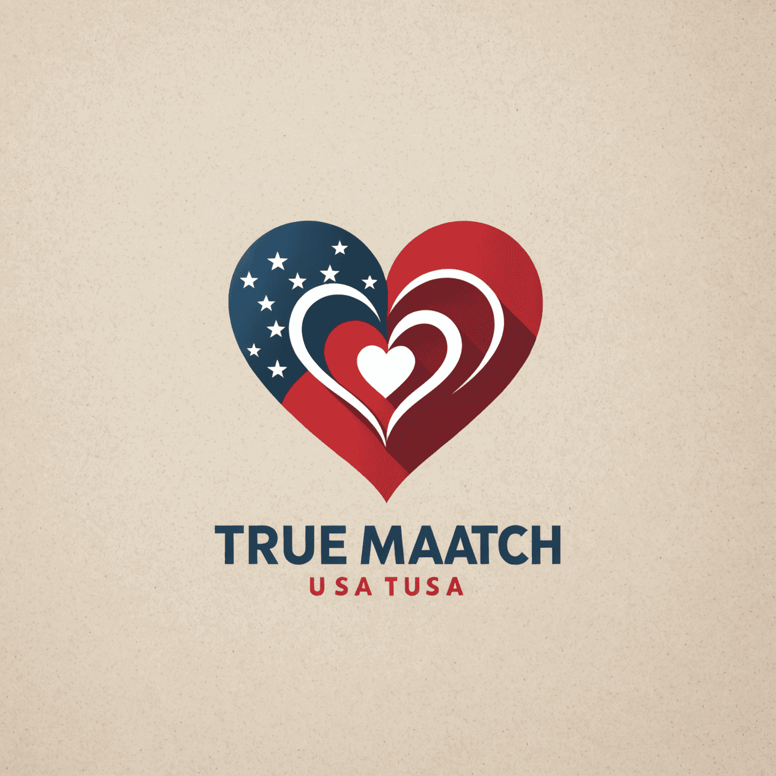 TrueMatch USA Logo - A stylized heart icon with the text 'TrueMatch USA' in an elegant, romantic font