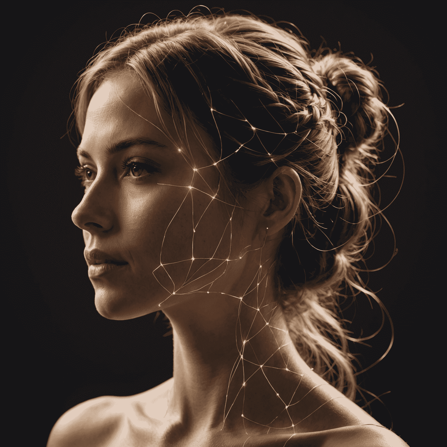 Visual representation of TrueMatch's algorithm connecting compatible profiles with glowing lines